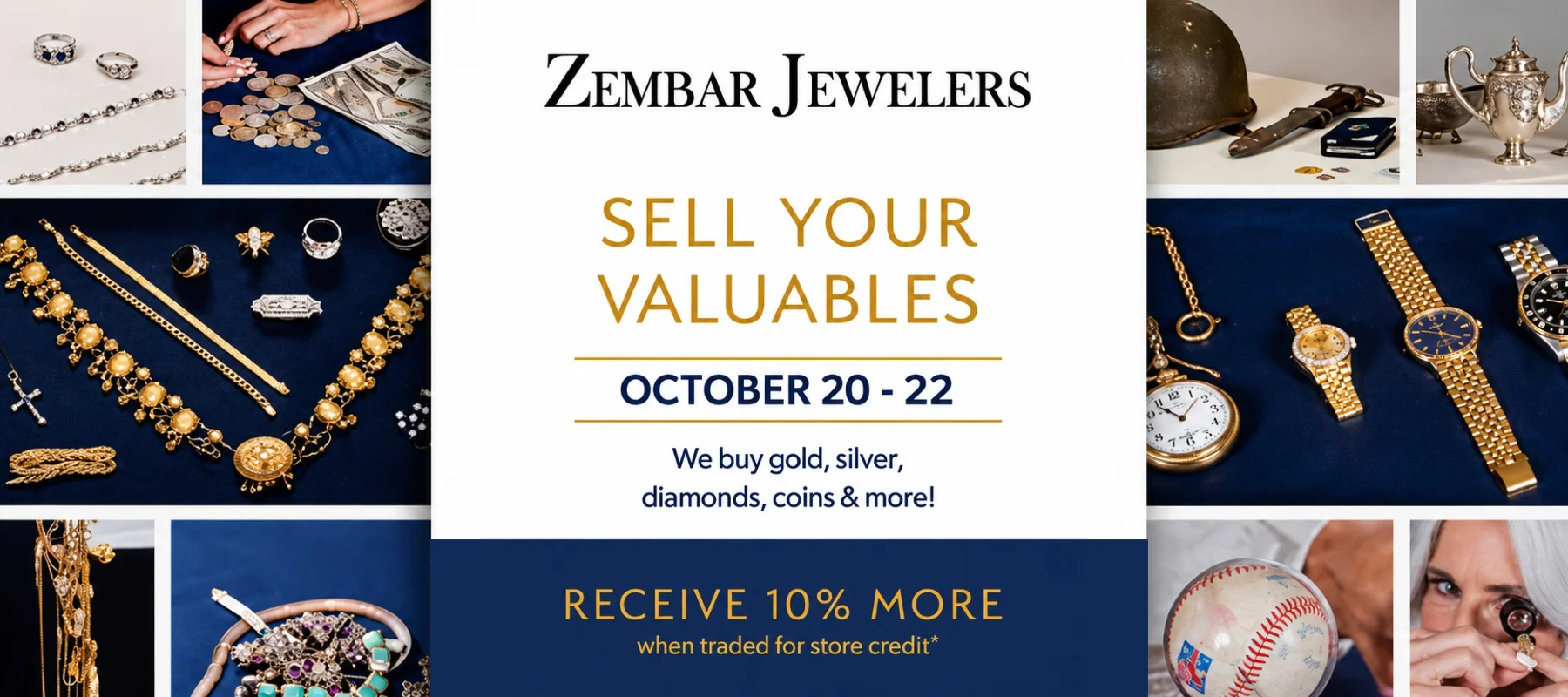 sell valuables event at zembar jewelers