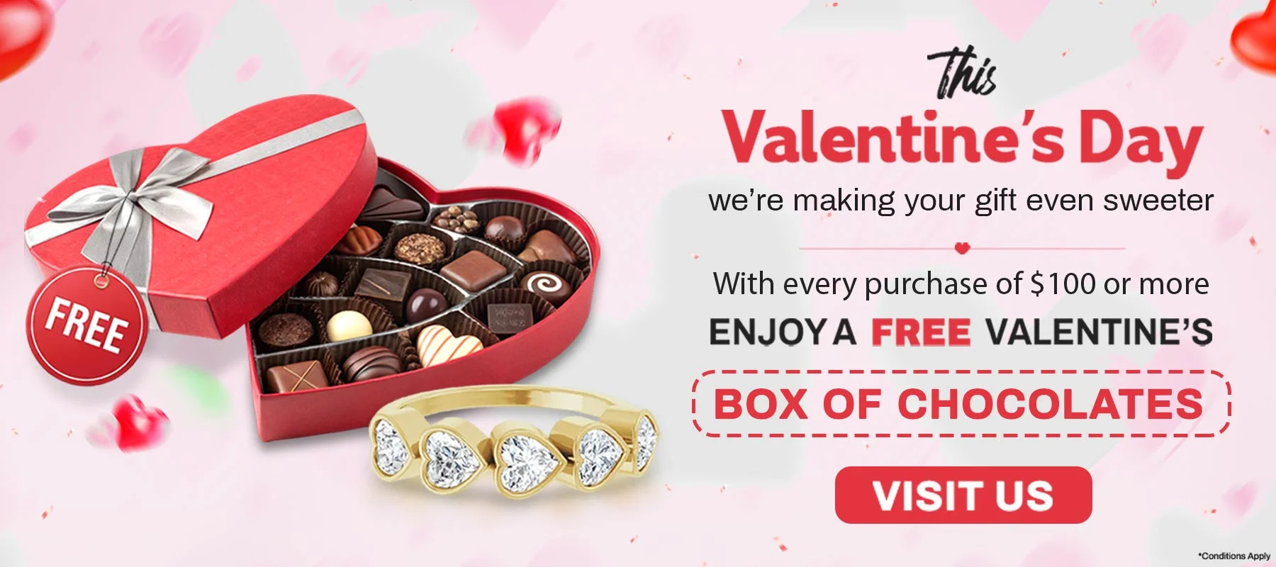 Valentine Gift Box Free Chocolates at Zembar Jewelers